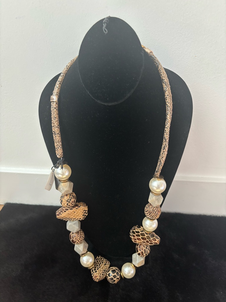 Gold-Tone Pearl & Textured Bead Necklace